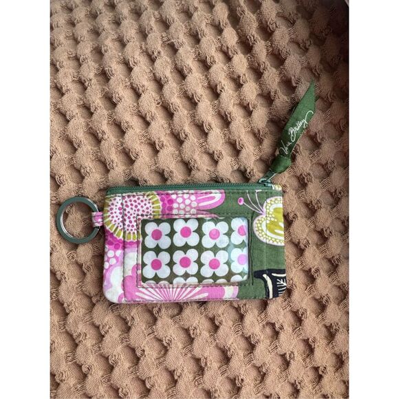 Vera Bradley Floral Retro Pink Green Cardholder Keychain‎ Case Wallet - Picture 5 of 5